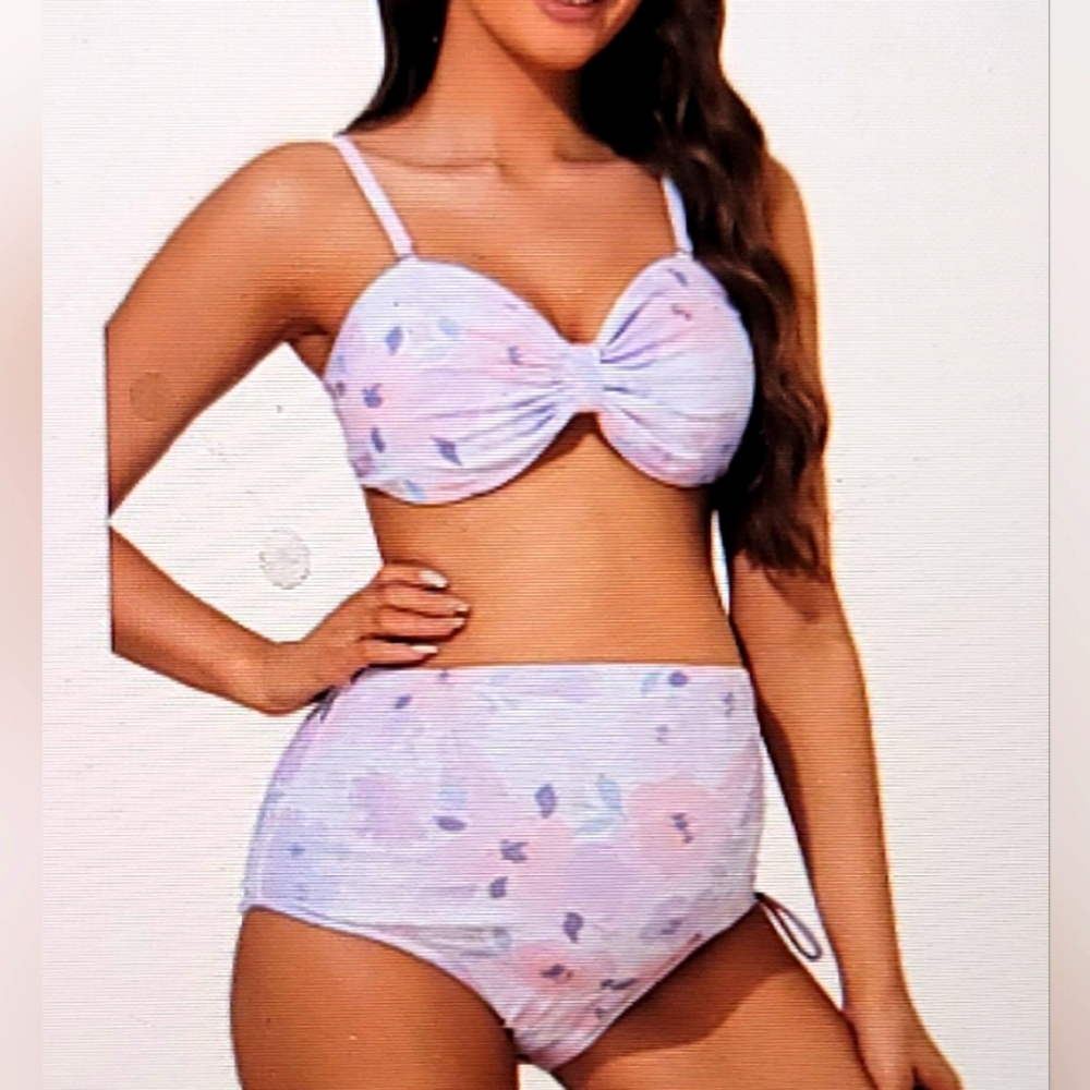 NWT MATERNITY 2 PIECE REVERSIBLE BIKINI SIDE TIE ADJUSTABLE WOMENS LARGE